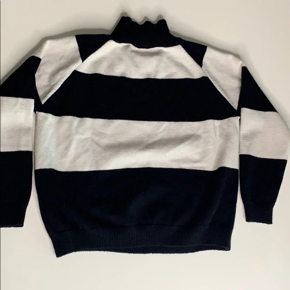 Black & White Stripe Cozy Soft Turtleneck Sweater unisex kids medium